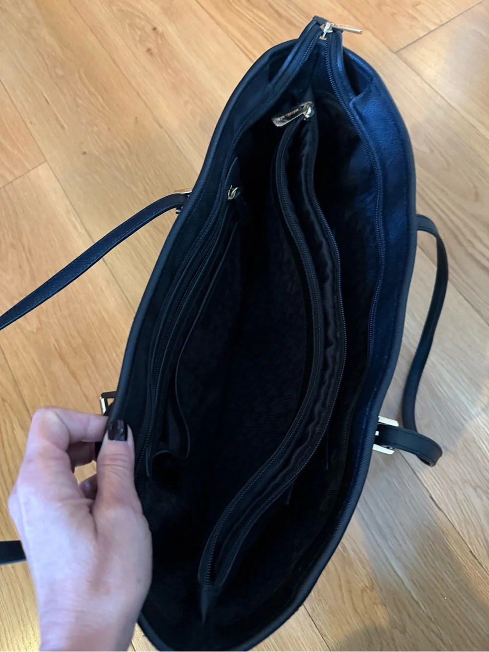 Michael Kors Black Saffiano Tote with Gold Logo Charm
